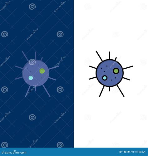 Bacteria Disease Virus Icons Flat And Line Filled Icon Set Vector