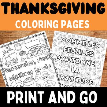 French Thanksgiving Coloring Pages Laction De Gr Ce Novembre Tpt