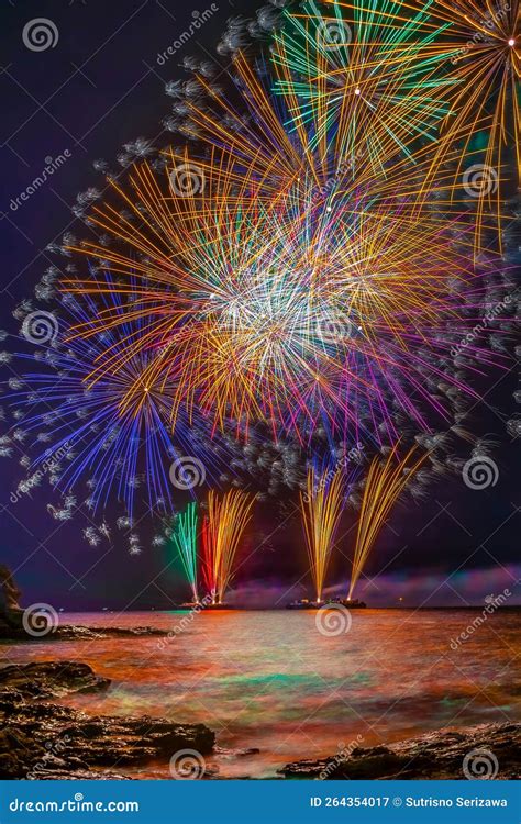 New year firework in japan stock image. Image of festival - 264354017