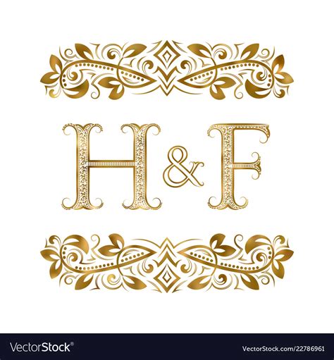 H And F Vintage Initials Logo Symbol Royalty Free Vector