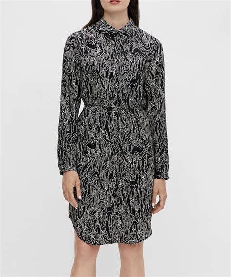 Rochie scurta de primăvară toamnă Object cu nasturi negru cb174514