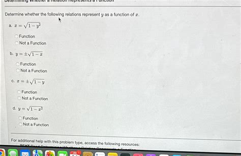 Solved Determine Whether The Following Relations Represent Y