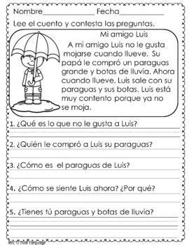 Short Reading Comprehension Passages In Spanish April By Mrs G Dual Bf