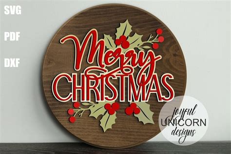 Merry Christmas Door Hanger Svg Christmas Holly 4415875