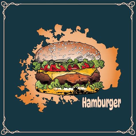 Concepto de comida rápida de hamburguesa ilustración de vector de