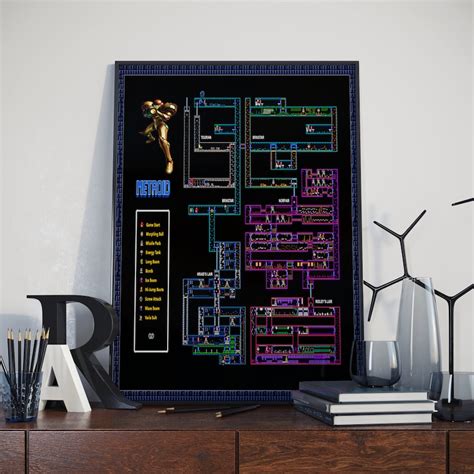 Metroid Nes Map 11 X 17 Poster Glossy Print Etsy