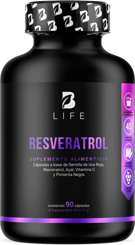 Resveratrol Antioxidante Con Pimienta Negra Uva Roja Acai Y