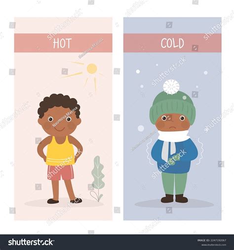 Opposite Adjectives Explanation Cards Hot Cold Stock Vector Royalty Free 2247192067 Shutterstock