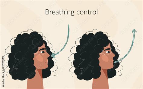 Breath Exercise For Woman Wellbeing And Calmness Deep Breathing Concept