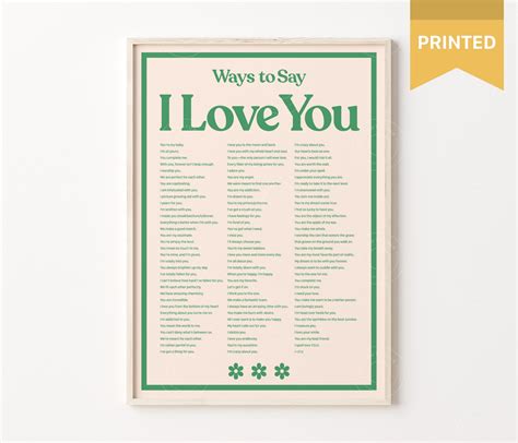 I Love You Print Typographic Poster Ways To Say I Love You Etsy