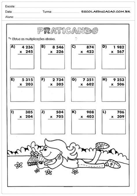 Atividades De Multiplicação 4º Ano Para Imprimir Educação