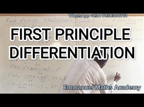 First Principle Differentiation Differentiation By First Principle