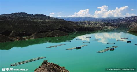 青海龙羊峡野生鱼网箱养殖基地摄影图风景名胜自然景观摄影图库昵图网