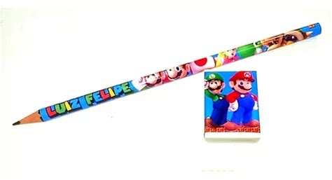 X10 Lápices Person Goma Souvenirs Sorpresitas Mario Bros Cuotas Sin Interés