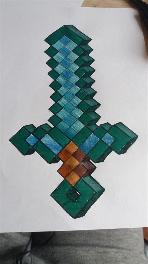 Minecraft Diamond Sword 3d Illustration By Mdsuen On Deviantart