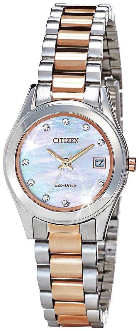 Citizen Ladies Rose Gold Two Tone Eco Drive Bracelet Watch 4627946