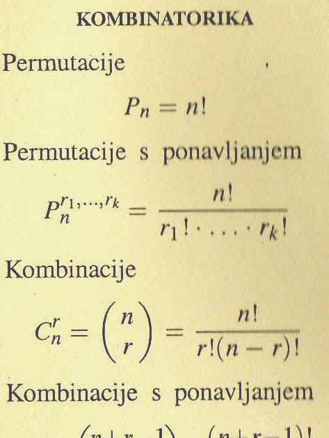 Matematičke Formule Kombinatorika