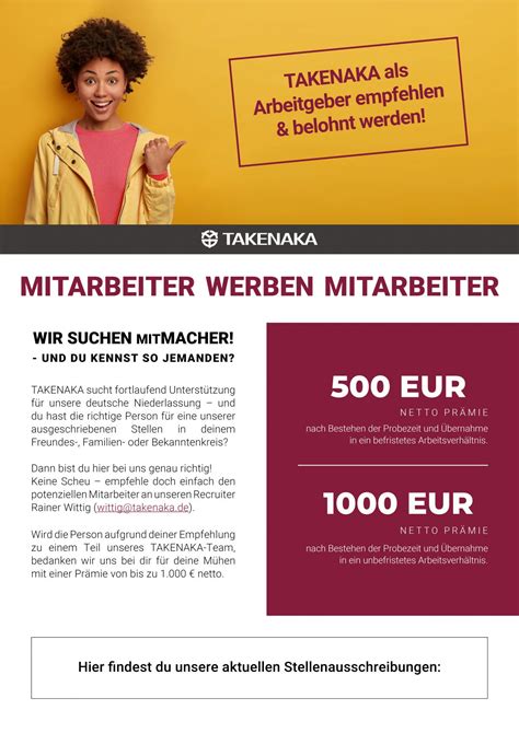 Mitarbeiter Werben Mitarbeiter TAKENAKA EUROPE GmbH