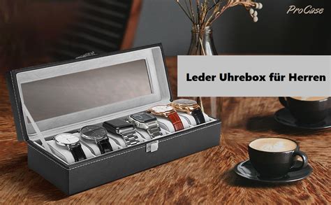 Procase Uhrenbox Uhren Kasten Aufbewahrungsbox Mit Gitter