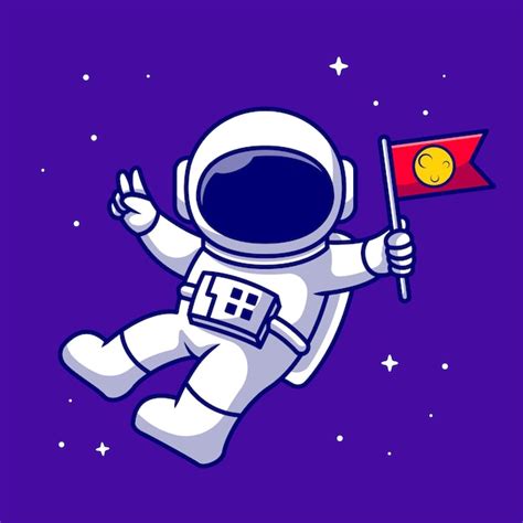 Astronauta Segurando A Bandeira No Espa O Dos Desenhos Animados Cone