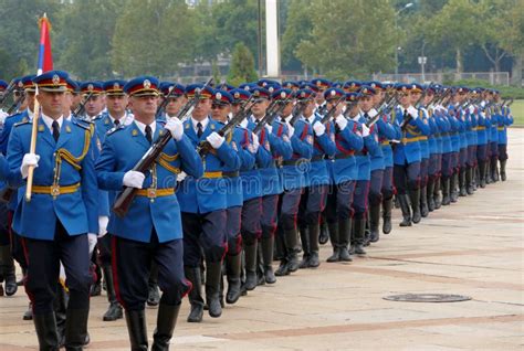 Honorary Guards Units Army Of Serbia Marching At The Plateau Editorial