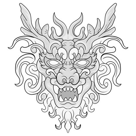 Tattoos Black And White Barongsai Dragon Chienese Illustration Good For Element Design And