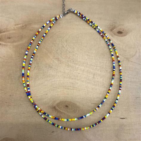 Rainbow Seed Bead 2 Strand Necklace Double Strand Random Necklace Jewelry Made In Usa Just