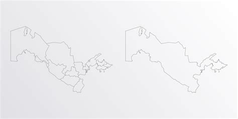 Premium Vector Black Outline Vector Map Of Uzbekistan With Regions On