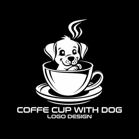 Premium Vector Coffee Cup With Dog Vector Logo Design