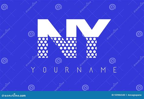 NY N Y Dotted Letter Logo Design With Blue Background Stock Vector