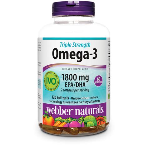 Buy Webber Naturals Triple Strength Omega 3 Fish Oil 1 800 Mg Omega 3