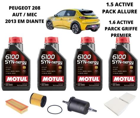 Kit revisão troca oleo peugeot 208 1 5 1 6 2013 diante motul