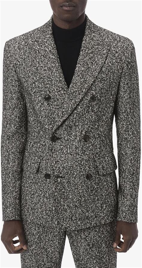 Amiri Grey Tweed Double Breasted Jacket Shopstyle Outerwear