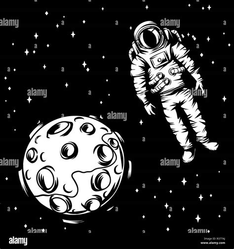 Illustration of astronaut with moon Stock Vector Image & Art - Alamy