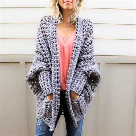 Crochet Pattern Chunky Cardigan With Pockets Beginner Etsy