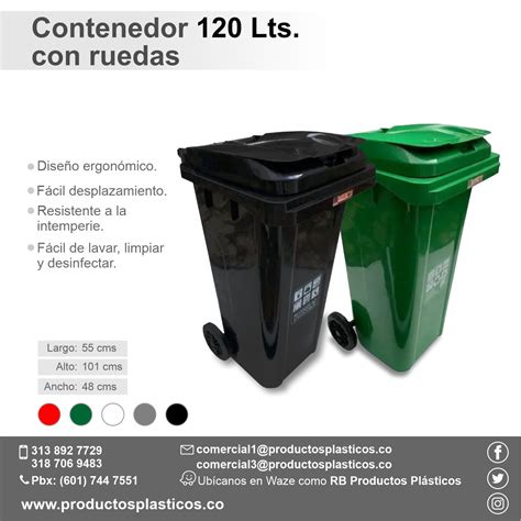 Contenedor de 120 Litros con Ruedas Productos Plásticos