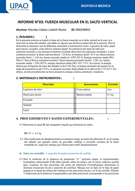 IL Nº03 Fuerza Muscular en el Salto Vertical Biofisica Medica Machado