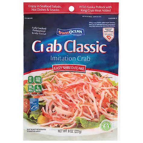 Transocean Crab Classic Easy Shred Flake Imitation Crab 8 Oz Bag