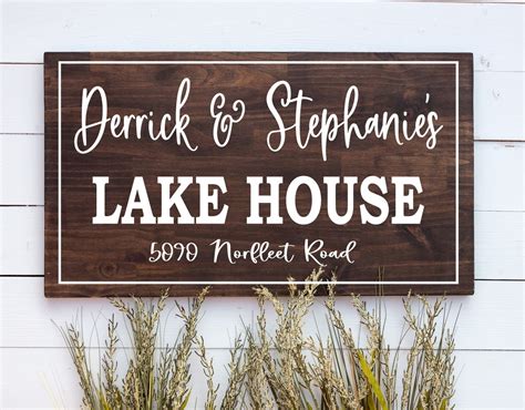 Custom Lake House Sign With Address Personalized Lake Home Etsy