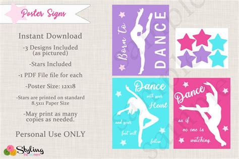 Dance Quote Posters and Stars Instant Download | Etsy