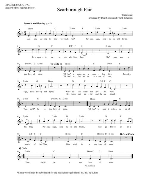 Scarborough Faircanticle By Simon And Garfunkel Voice Solo Digital Sheet Music Sheet