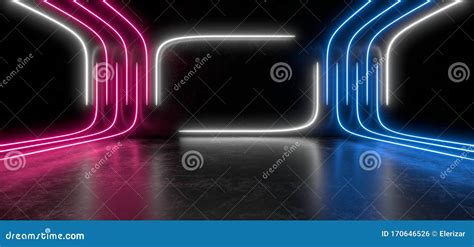 Beautiful Composition Of Colored Neon Lights On A Black Background 3d