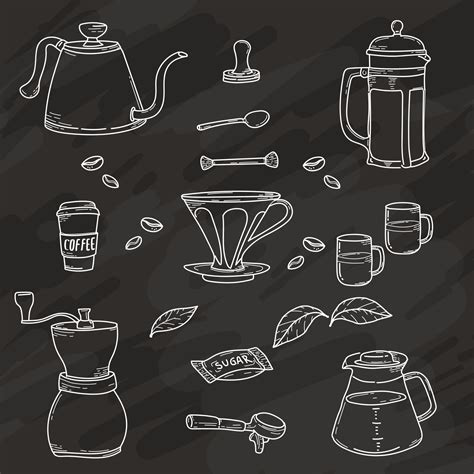 set of hand drawn coffee accessories 2250850 Vector Art at Vecteezy