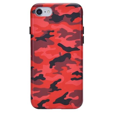 Protective Red Camo Iphone Case With A Matte Finish And Paired With A