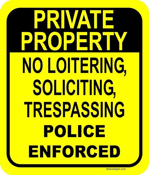 Private Property No Loitering Soliciting Trespassing Police Enforced