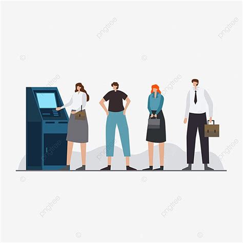 Женский банк в очереди за деньгами PNG , Atm, машина, Снять деньги PNG ...