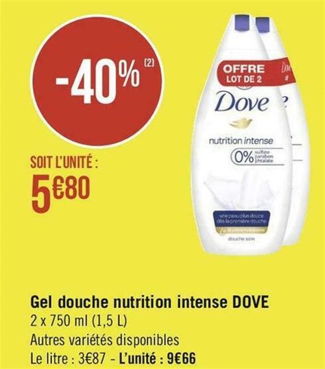 Promo Dove gel douche nutrition intense chez Géant