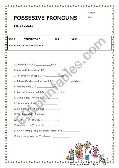 Possesive Pronouns Esl Worksheet By Ecearsan