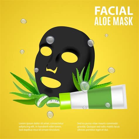 Premium Vector Cosmetic Facial Sheet Aloe Mask Card Or Poster Vector