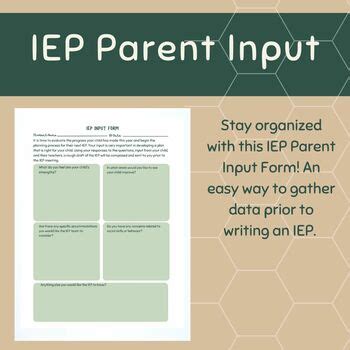 Iep Parent Input Form Classroom Organization Printable Teacher Resource